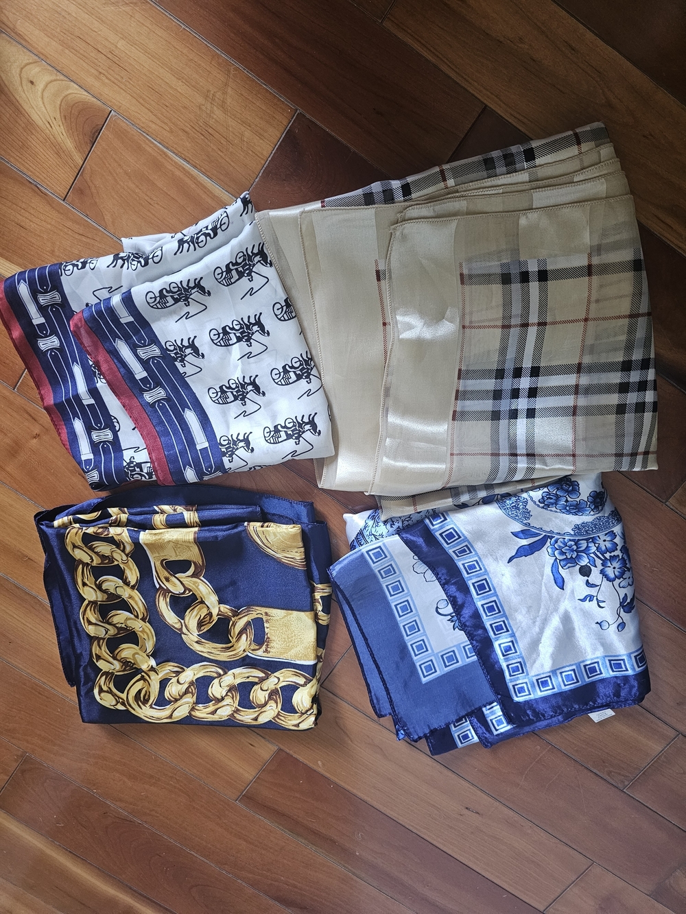 LOT Of Monogram Print Scarves - Gold Chain, Nova Check, Stagecoach